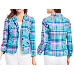 NWT Talbots Madras Sunshine Blazer Linen Cotton Size 6
